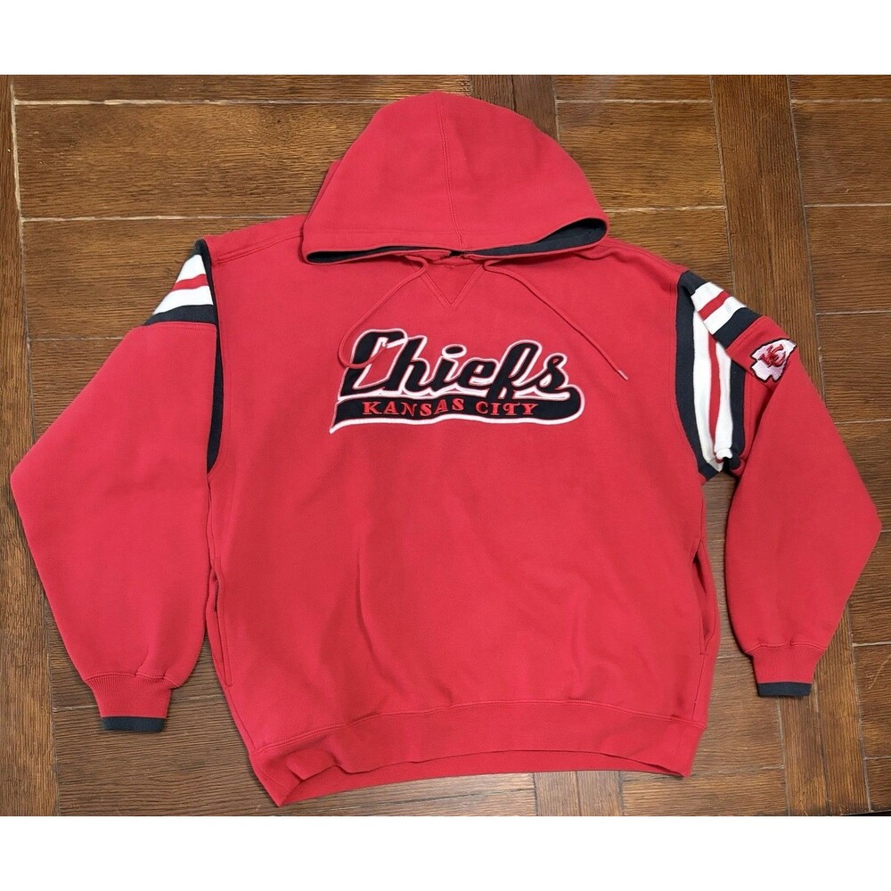 Vintage 90s Kansas City Chiefs Men’s Size L Lee Sport Red Hoodie Sweatshirt